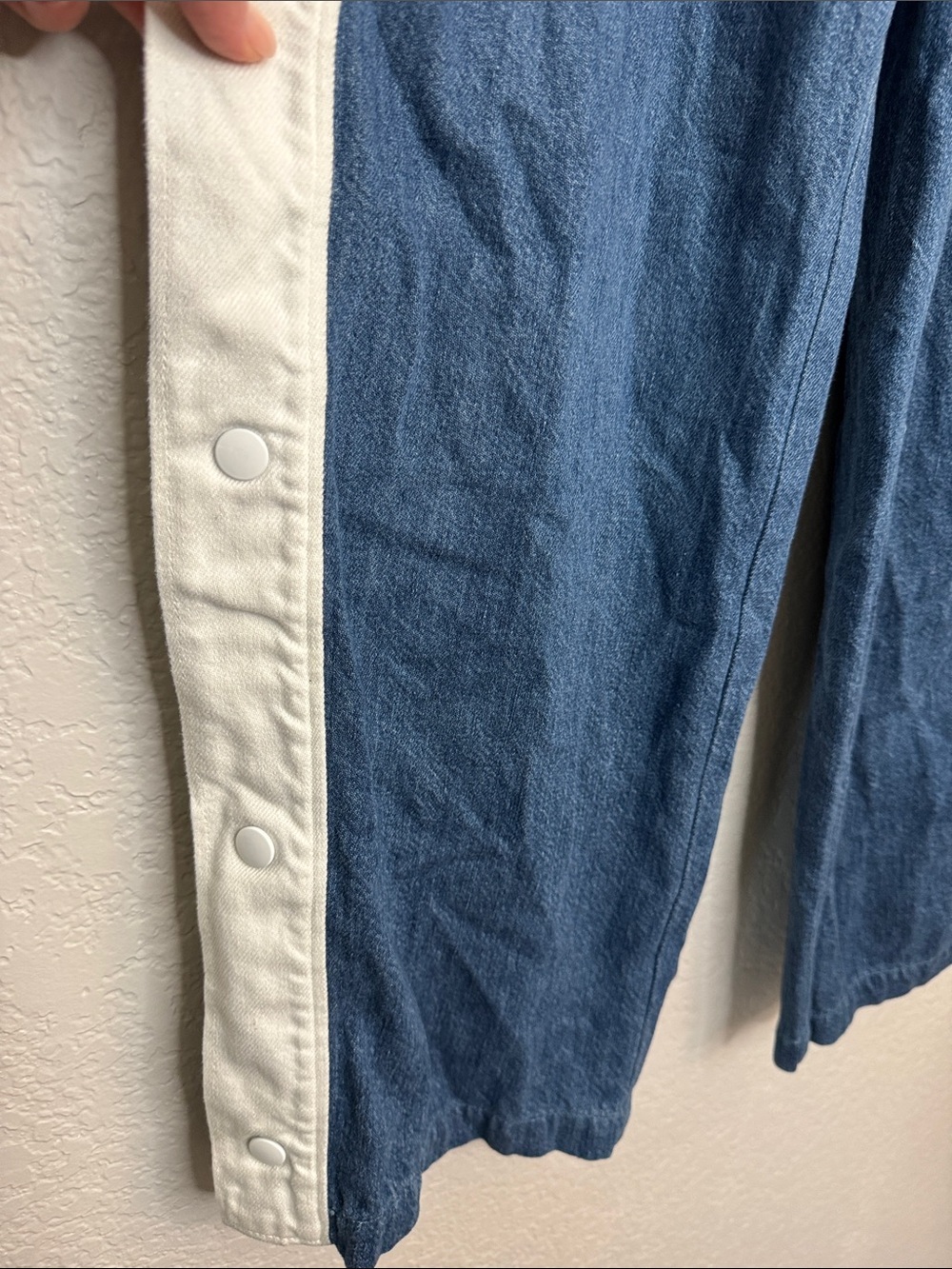 Boyish Track Pants Denim White Stripe Pull Away Snap Size Medium - Picture 4 of 9